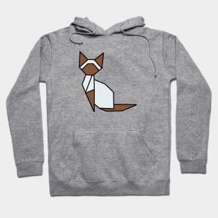 Origami Cat Brown and White Hoodie